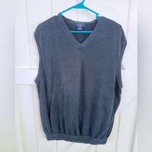 BROOKS BROTHERS 346 MEN’S V-NECK SWEATER VEST. 100% COTTON NAVY PULLOVER. SIZE L